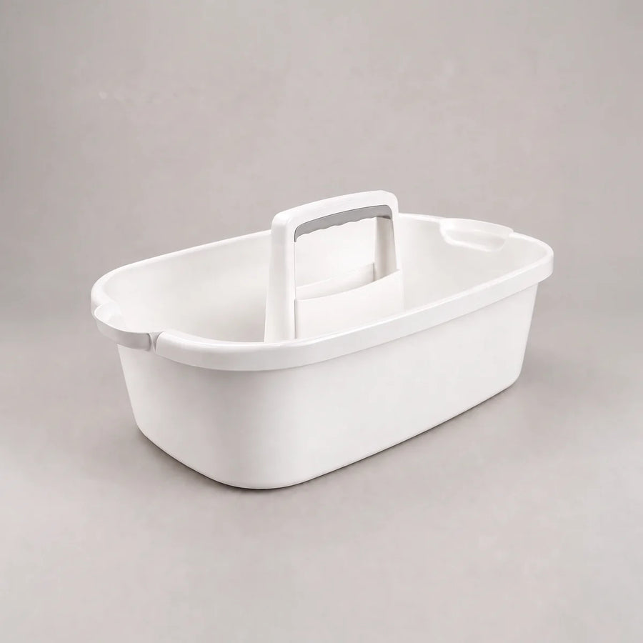 White cleaning caddy