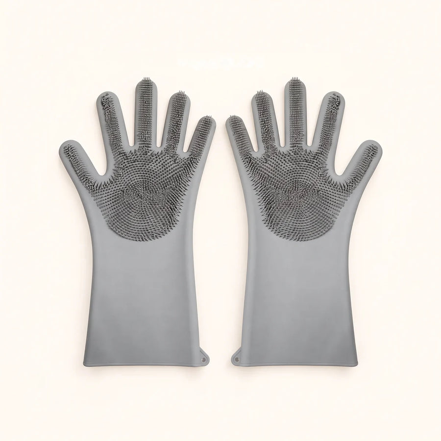 Reusable silicone cleaning gloves