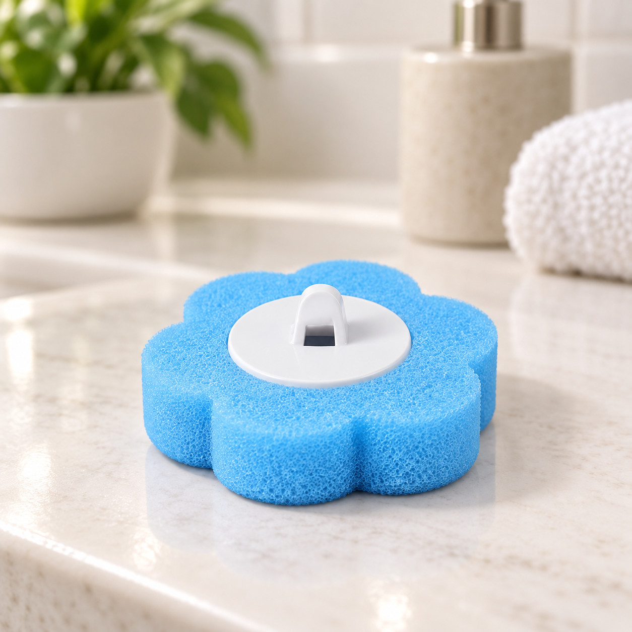Single blue replacement head, side view