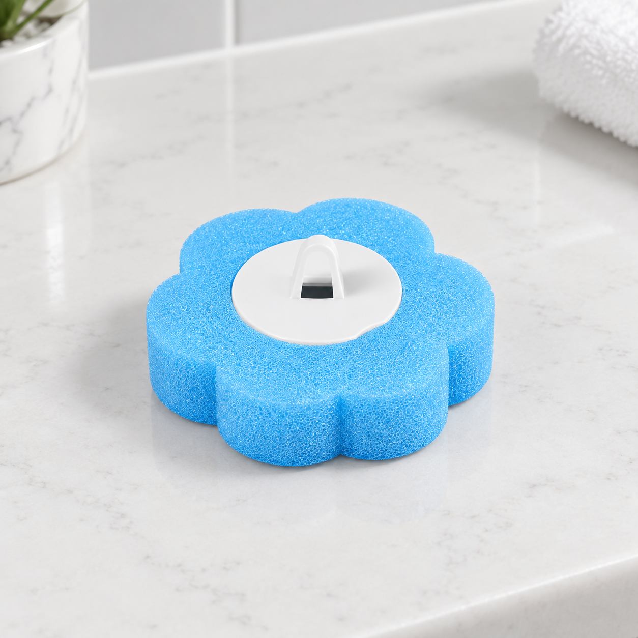 Single blue disposable toilet-cleaning replacement head