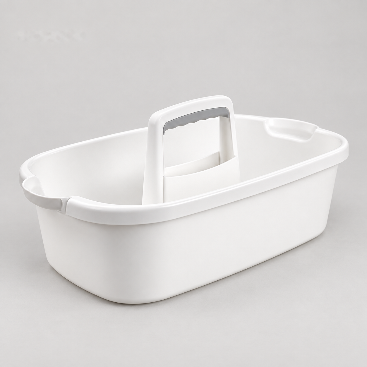 One empty white cleaning caddy